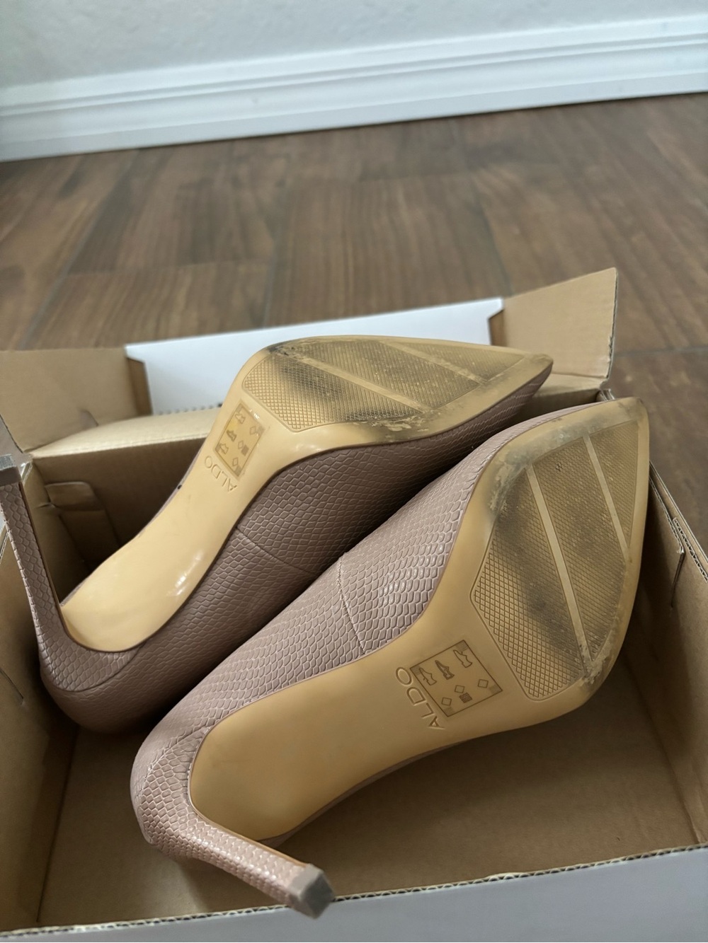 Aldo Textured Nude Pointed-Toe Stiletto Pumps - Picture 10 of 11